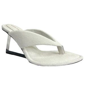 Good American Heels Womens Sz 7.5 Whte Terry Cinder F*cking Rella Wedge $260 Nwb